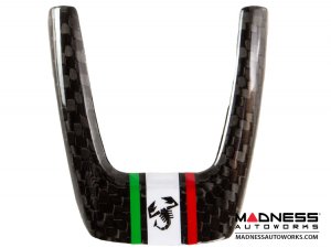 FIAT 500 Steering Wheel Trim - 3 pieces kit - Carbon Fiber - Italian Flag w/ Black Scorpion